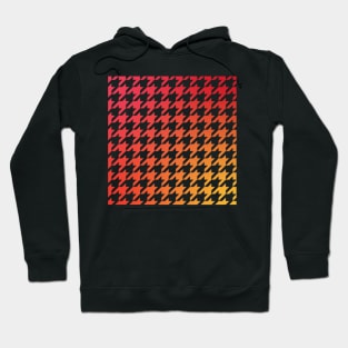 Houndstooth Pattern Warm Red Orange and Yellow Gradient Hoodie